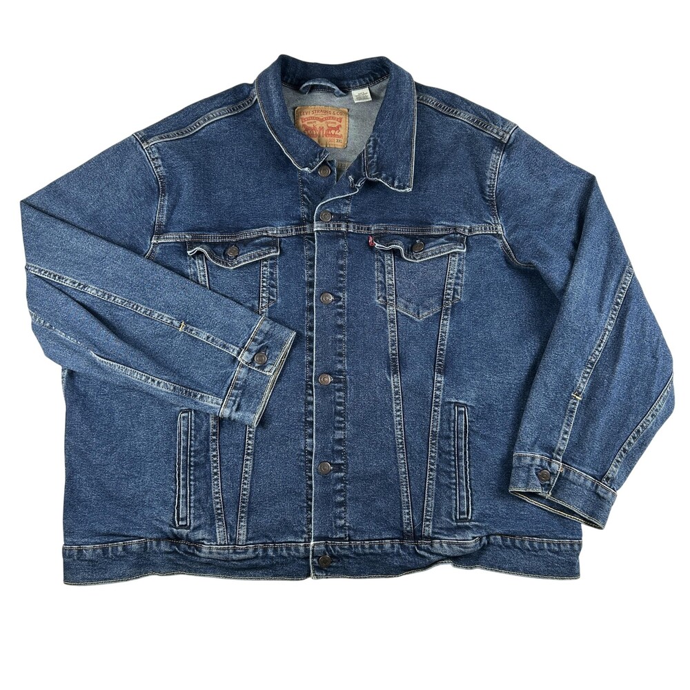 Levi's Denim Jacket Mens 3XL Blue Trucker Button Front Big & Tall Pockets Modern